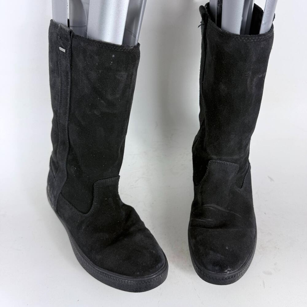 Geox Respira Riding Boots Women's 7 Triple Black Suede Pull-On Round Toe Comfort